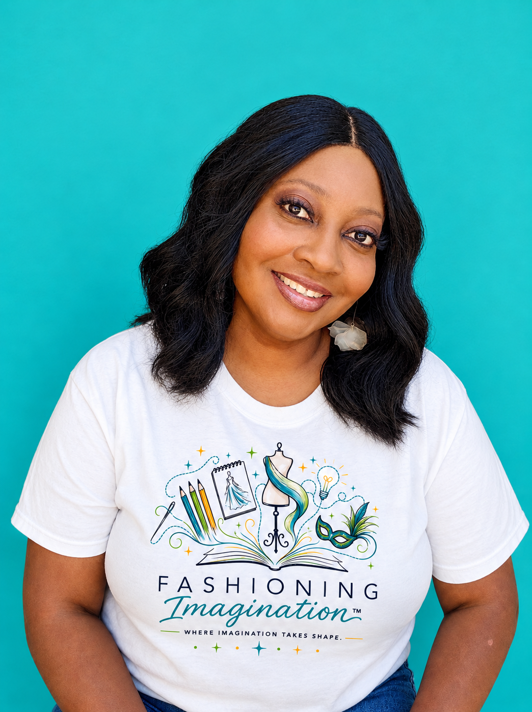 Tuwanda Chandler wearing her Fashioning Imagination shirt